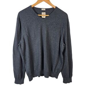 Article 365 Mens Charcoal V Neck Long Sleeve Sweater 95 Cotton 5 Cashmere XL